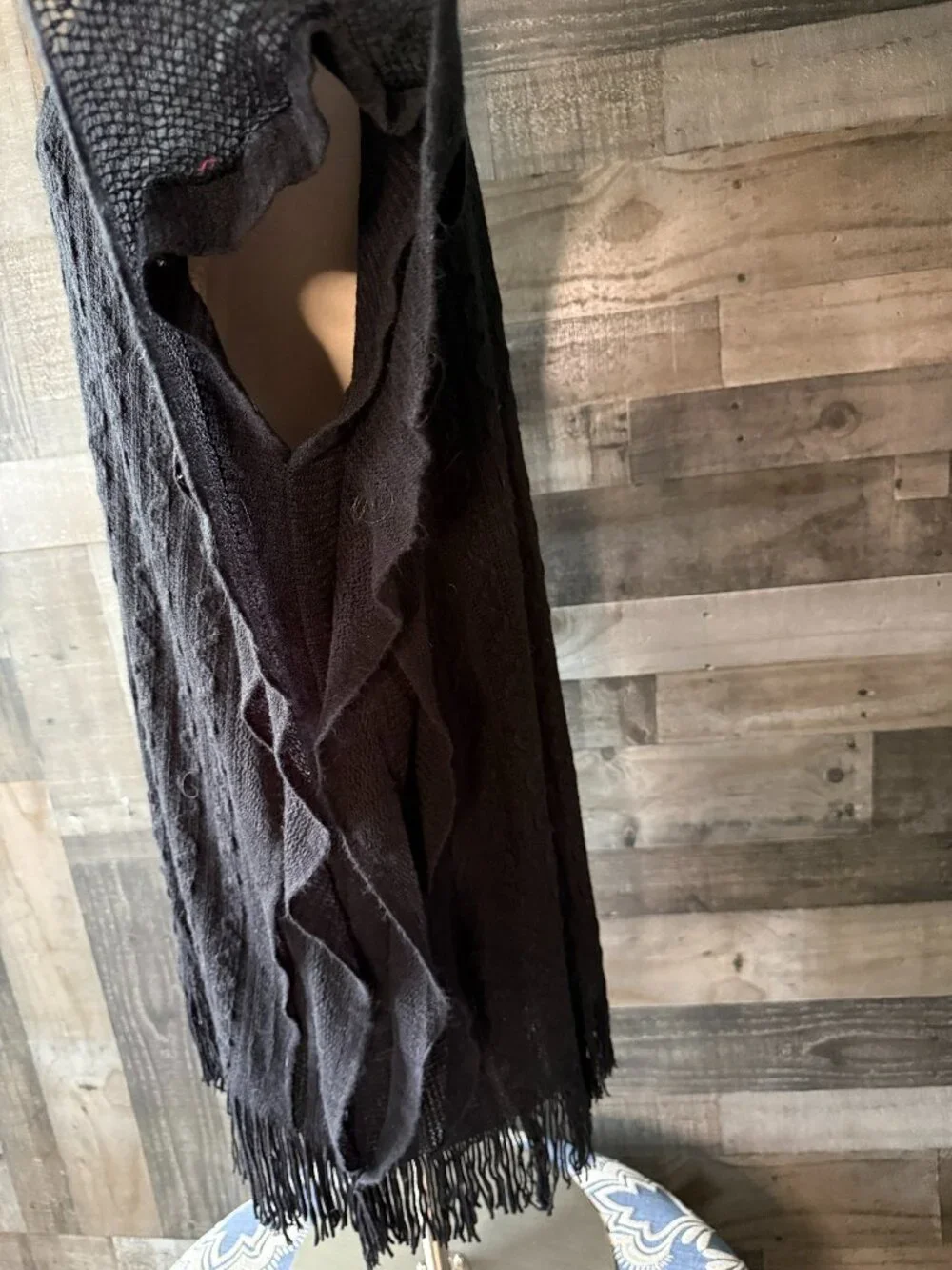 Jon & Anna black cable knit wrap lightweight fringe coastal cowgirl resortwear